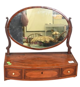 Federal Style Mahogany Inlaid Shaving Mirror