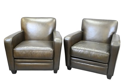 Pair of Pottery Barn Leather Chairs
