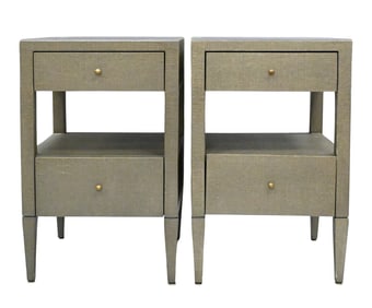 Pair of Faux Shagreen Lacquered End Tables