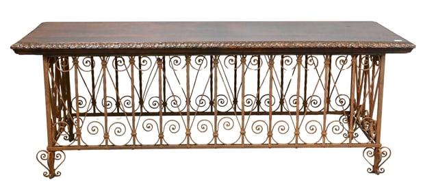 Large Ornate Wrought Iron Console Table
