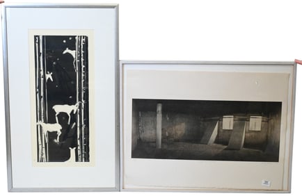 Three Framed Contemporary Monochrome Pieces