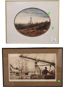 Group of Sportsman and Boating Etchings
