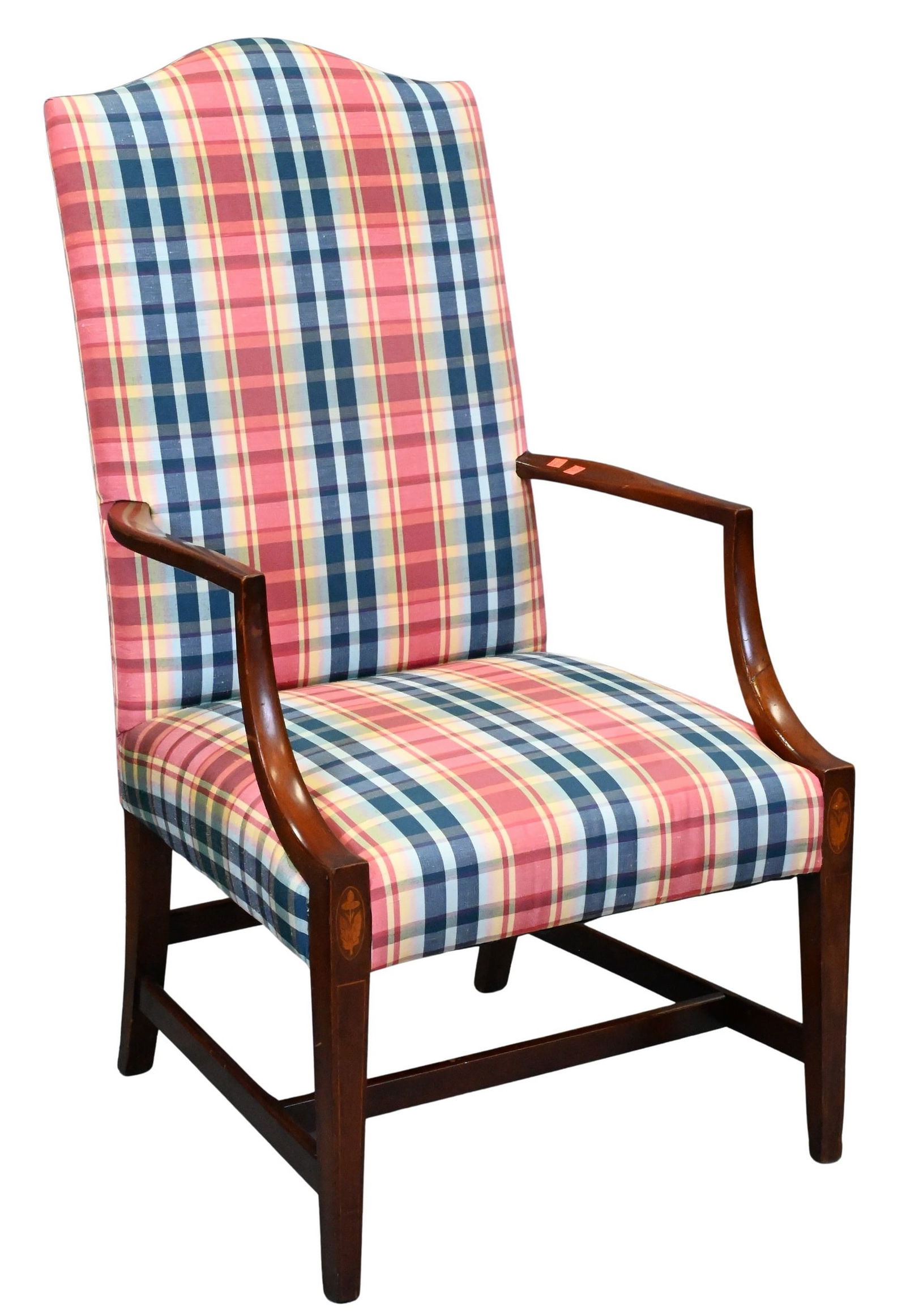 Federal Style Mahogany Lolling Chair having Inlay: Federal Style Mahogany Lolling Chair having Inlay height 45 inches, width 24 inches