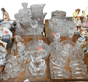 Four Tray Lots of Crystal and Glass