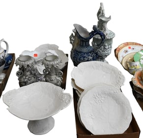 Three Box Lots of Salt Glaze Pieces