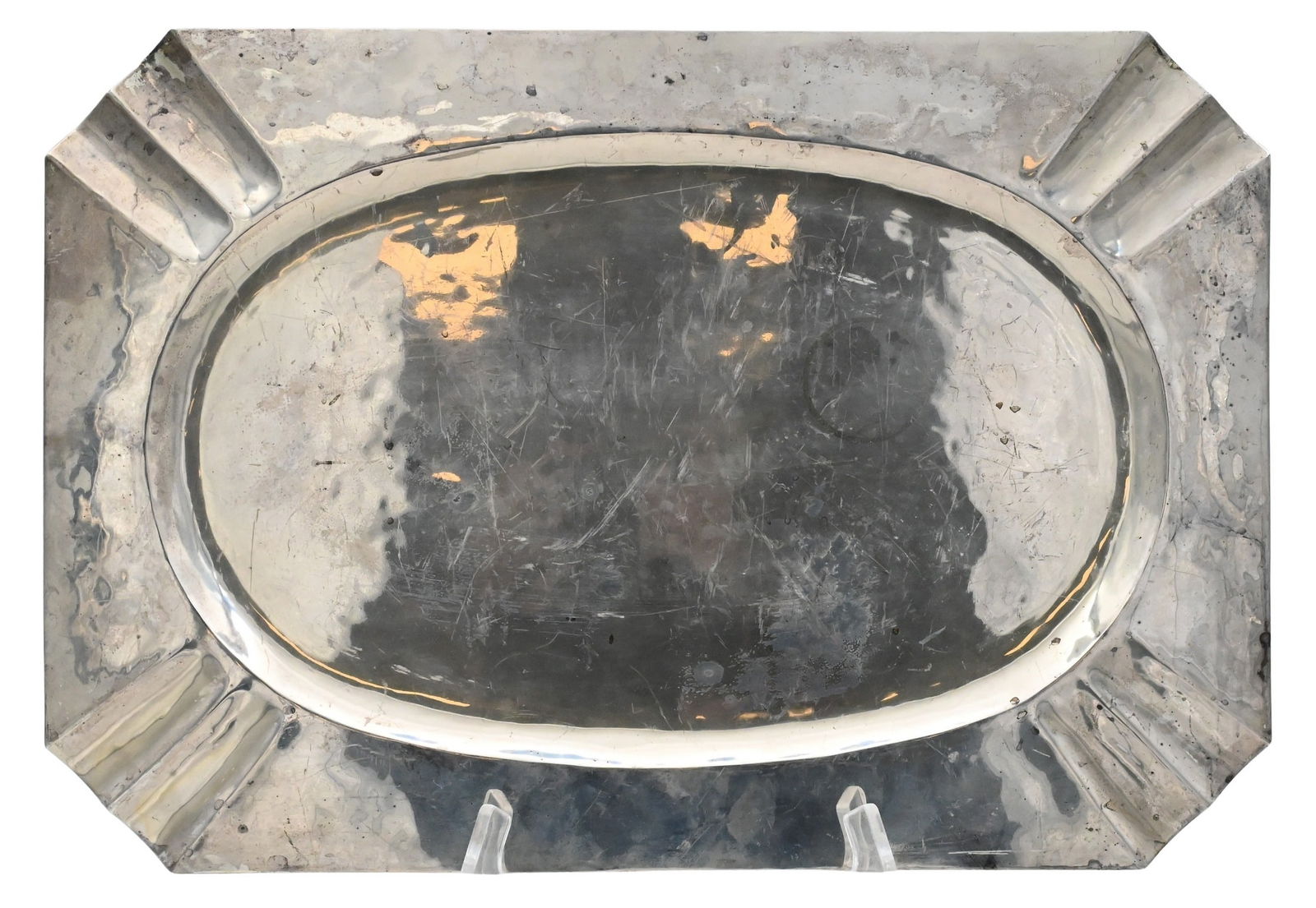 Large Mexican Sterling Silver Rectangular Dished Tray