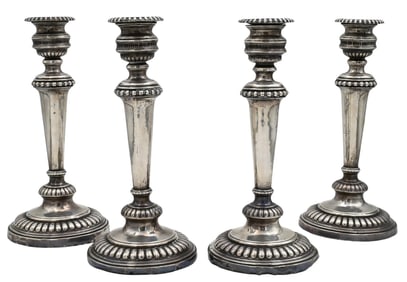 J.T. Younge Walker and Crowder Sheffield Set of Four George III Weighted Sterling Silver