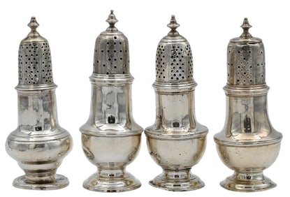 Samuel Wood Four George II Sterling Silver Shakers / Casters