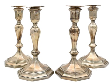 Set of Four Sheffield Plate Candlesticks