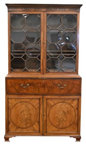 George III Inlaid Mahogany Secretary Bookcase
