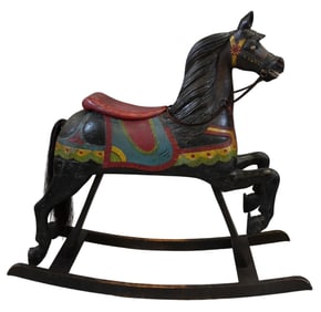 Painted Carousel Horse Mounted as a Rocking Horse