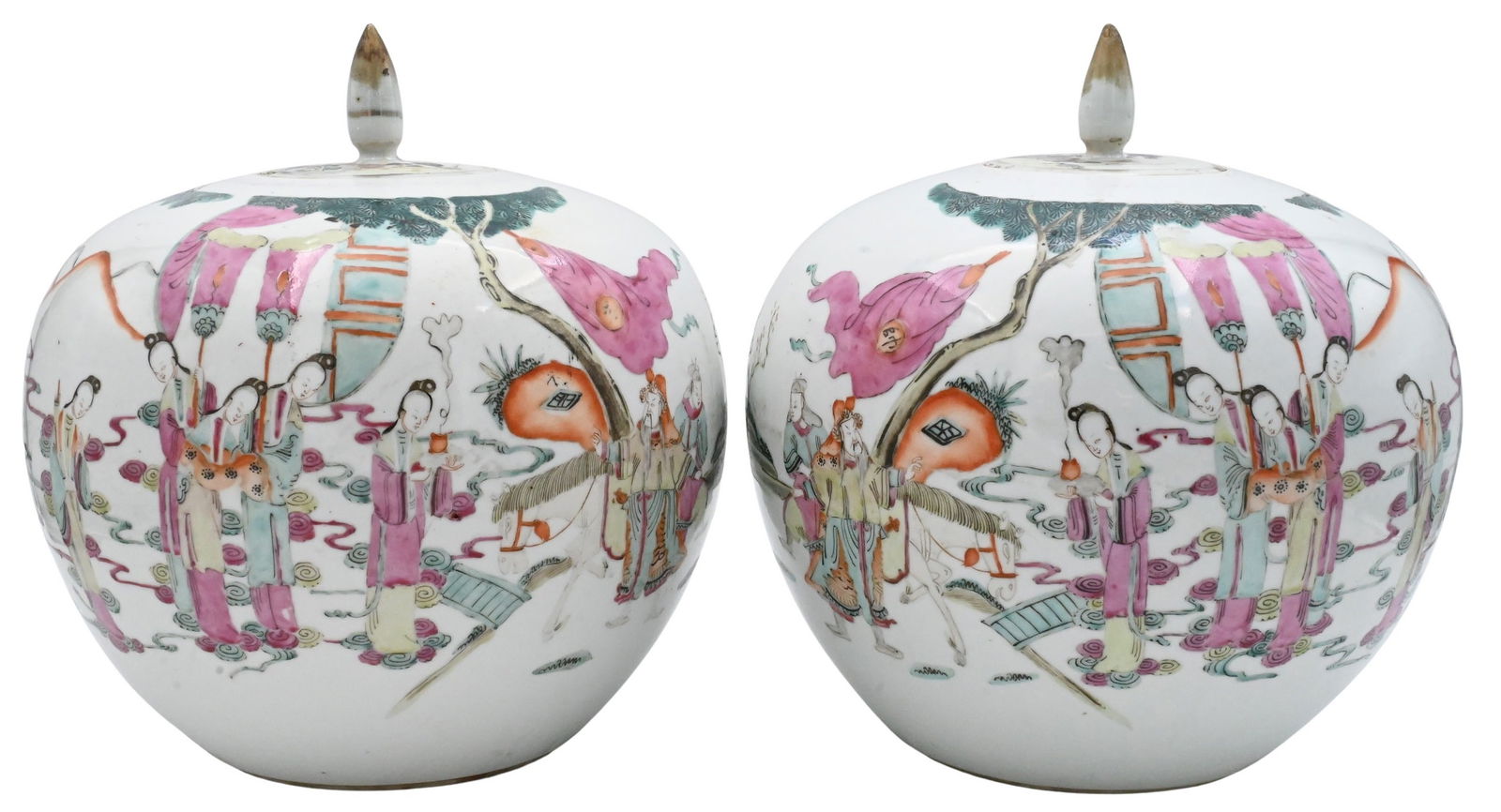 Pair of Chinese Famille Rose Covered Jars (1 of 5)
