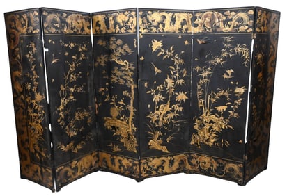Chinese Export Lacquer Eight-Panel Screen