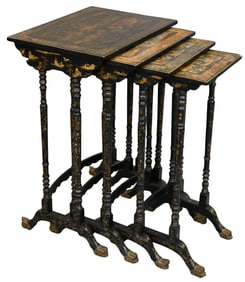 Set of Four English Japanned Nesting Tables