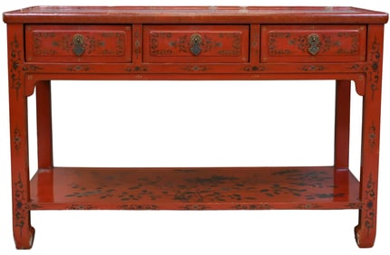Chinese Red Lacquer Console Table