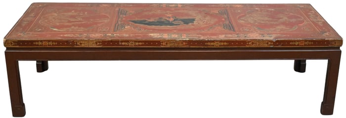 Red Japanned and Parcel Gilt Decorated Low Table