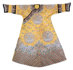 Chinese Yellow Silk Embroidered Court Robe