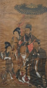 Large Chinese Figural Group Scroll