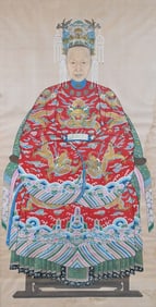 Large Chinese Ancestral Portrait of a Noblewoman