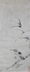 Chinese Hanging Scroll Painting of Bird and Bamboo