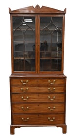 George III Mahogany Secretary Bookcase in Two Parts