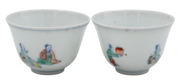 Pair of Chinese Porcelain Miniature Doucai Cups