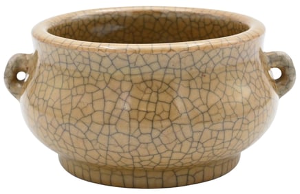 Chinese Porcelain Qianlong Brown Crackle Jardiniere