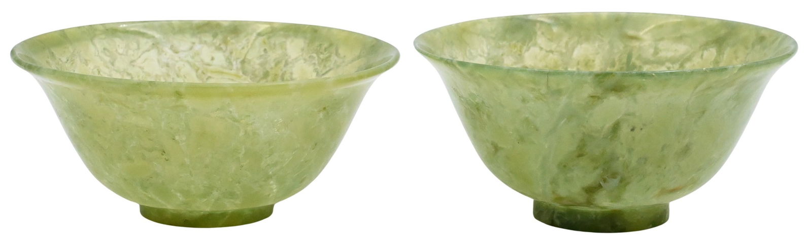 Pair of Finely Carved Spinach Jade Cups (1 of 5)