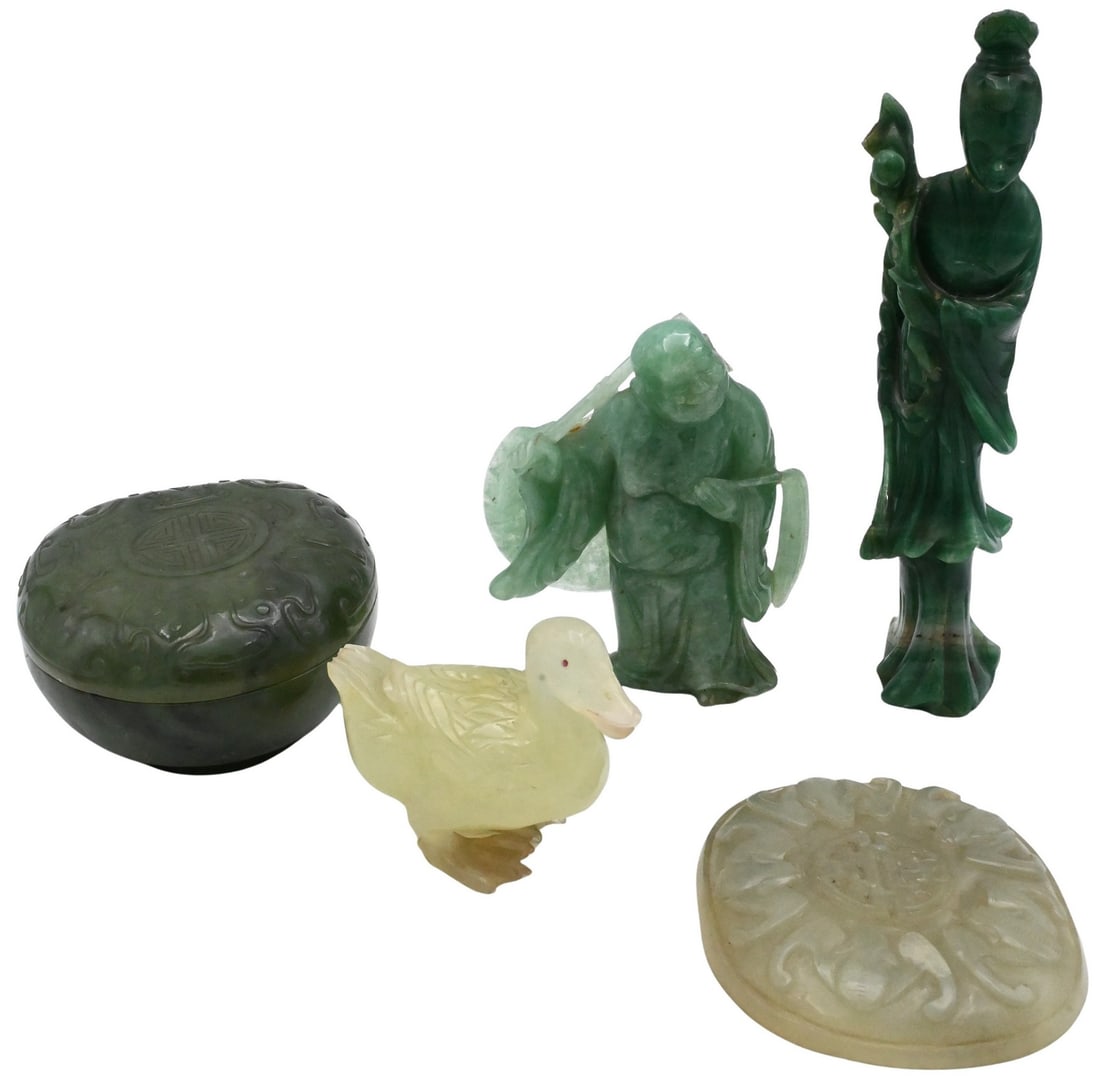 Group of Chinese Carved Hardstone pieces (1 of 8)