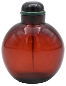 Chinese Crystal Dark Amber Snuff Bottle