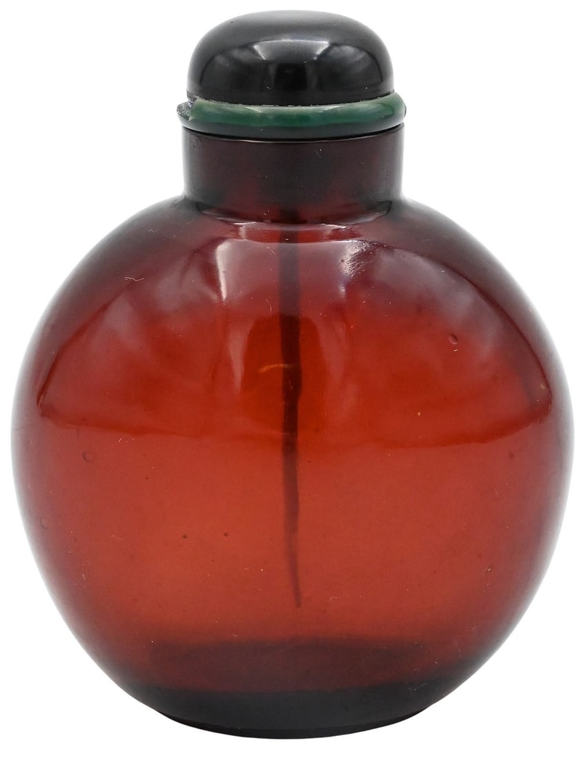 Chinese Crystal Dark Amber Snuff Bottle (1 of 3)