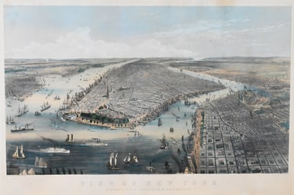 Currier & Ives "View of New York, Jersey City, Hoboken and Brooklyn"