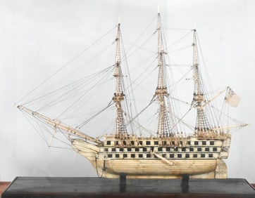 Napoleonic Prisoner-of-War Bone Model of a Three-Deck Ship-of-the-Line