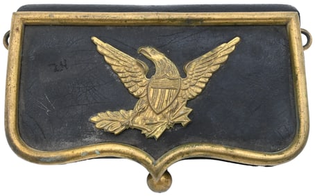 U.S. Civil War Cartridge Box Flap with Eagle Plate, 19th Century