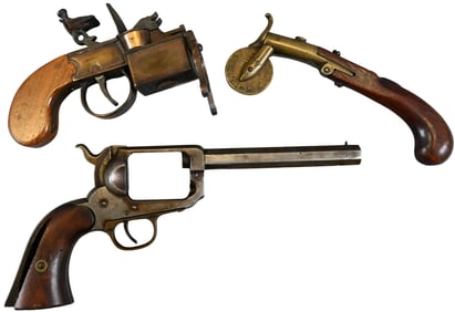 Group of Three Pistols and Related Items