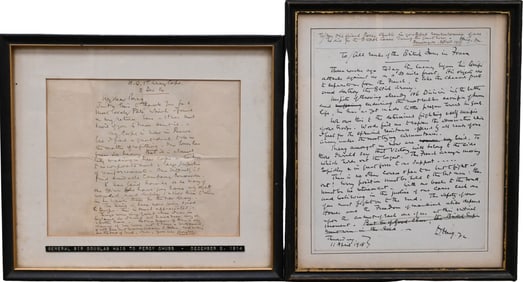Two Framed Historical WWI Documents