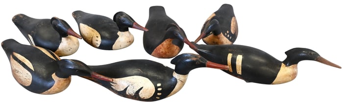 Group of Seven Andre Broussard Hand Painted Duck Decoys