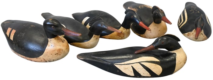 Group of Six Andre Broussard Hand Painted Duck Decoys