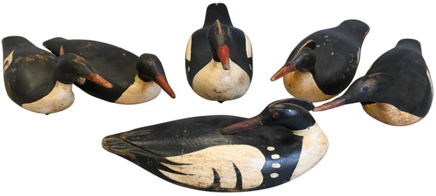 Group of Six Andre Broussard Hand Painted Duck Decoys