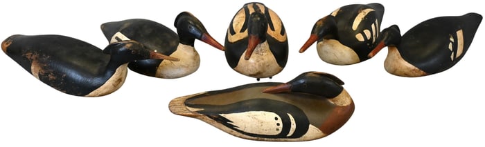 Group of Six Andre Broussard Hand Painted Duck Decoys