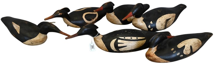Group of Six Andre Broussard Hand Painted Duck Decoys