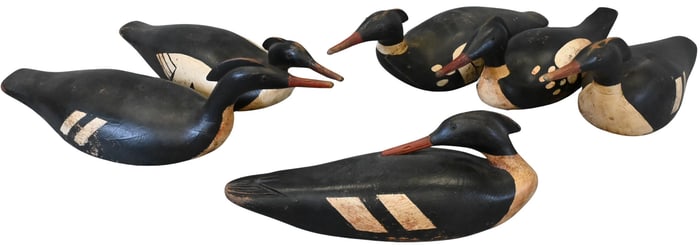 Group of Six Andre Broussard Hand Painted Duck Decoys