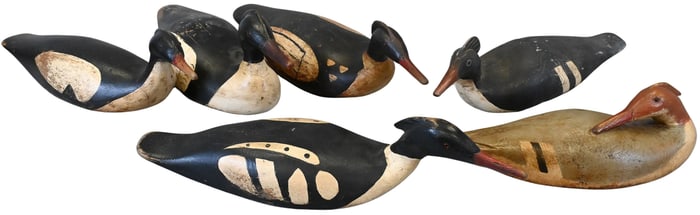 Group of Six Andre Broussard Hand Painted Duck Decoys