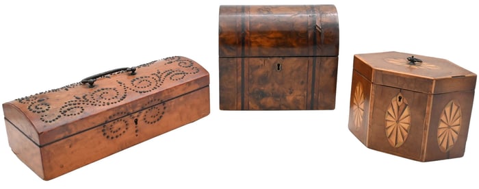 Group of Three George III English Tea Caddies
