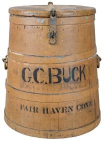 Painted Tapered Wooden Shipping Barrel