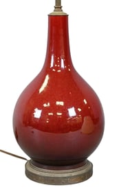 Chinese Oxblood Glazed Bottle Vase Mounted as a Lamp
