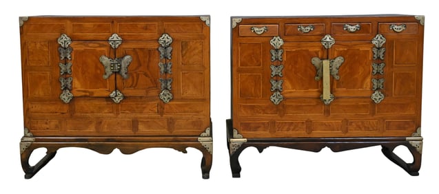 Pair of Korean Chests with Brass Mounts, Late 19th / Early 20th Century