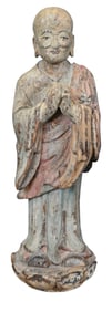 Carved and Polychrome Figure of a Buddhist Monk