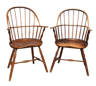 Near Pair of Bow-Back Windsor Armchairs