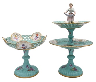 Two Meissen Reticulated Porcelain Compotes